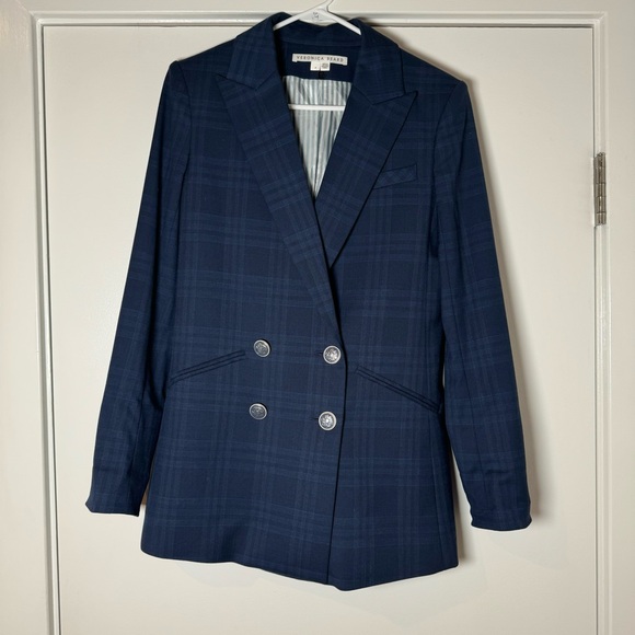 ORIA Dickey Jacket Blazer VERONICA BEARD Blue/Navy Double-Breasted Button Size 4 - Picture 6 of 16